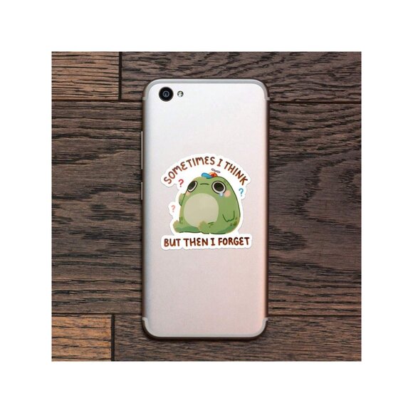 1PC Think But Then I Forget Waterproof Sticker Funny Frog Vinyl Sticker - Picture 2 of 10